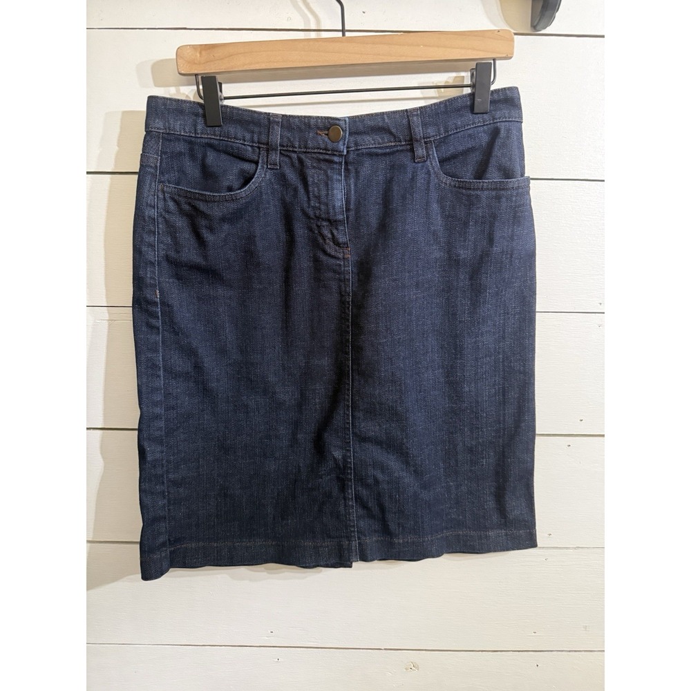 Eileen Fisher Size 10 Organic Cotton Medium Wash Denim Skirt w/Pockets